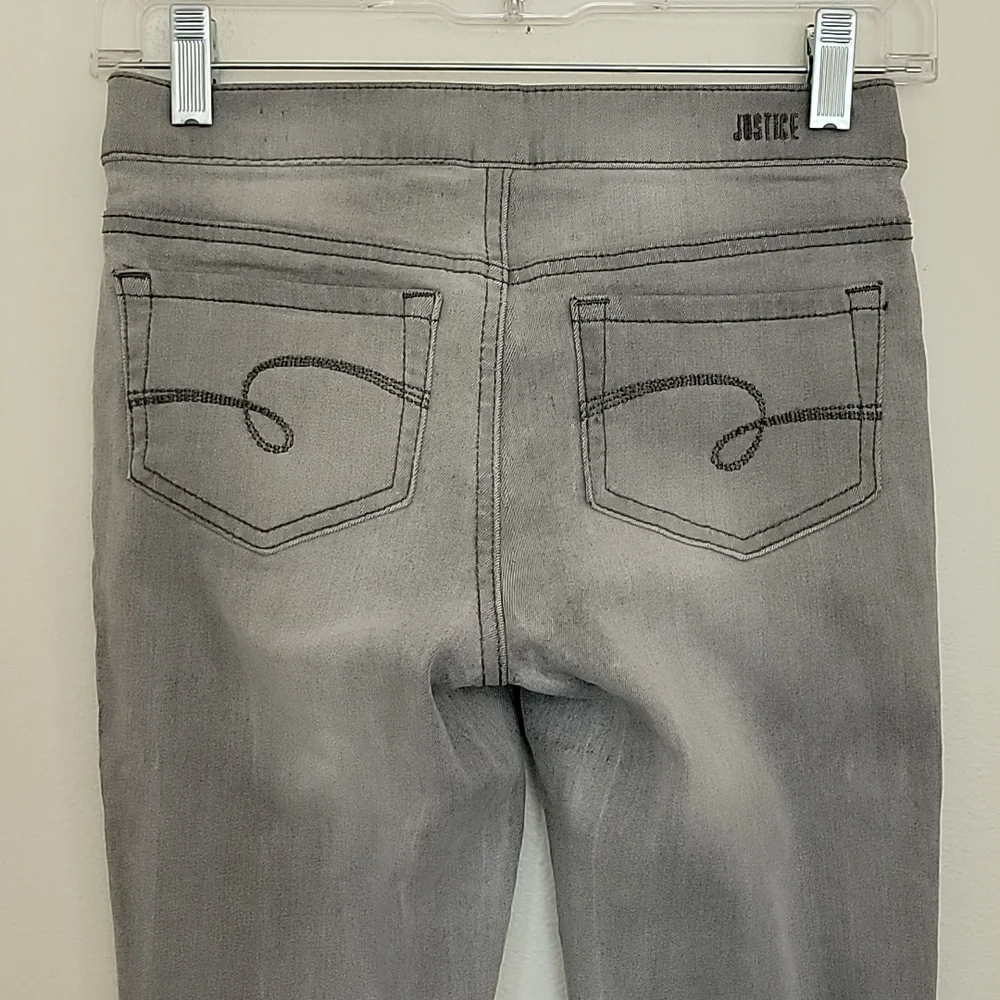 Justice Gray Faded Slim Mid Rise Leggings Jeans 12